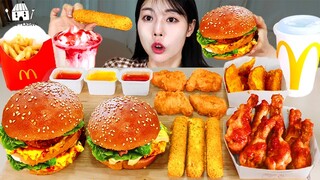 ASMR MUKBANG| 직접 만든 양념치킨 햄버거 치즈스틱 먹방 & 레시피 FRIED CHICKEN AND HAMBURGER EATING