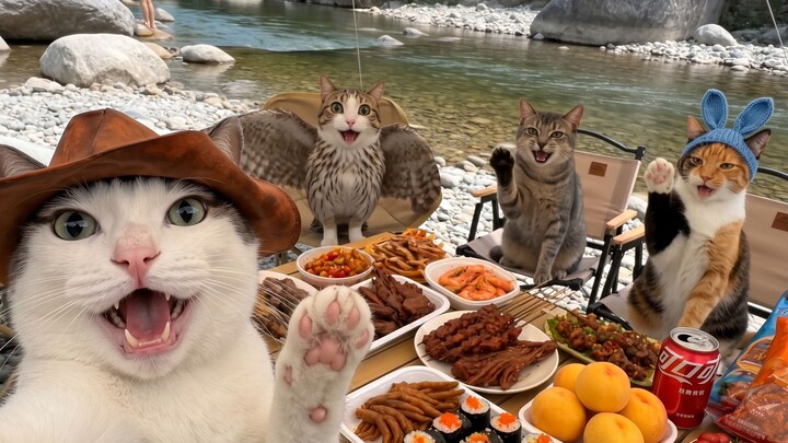 Mengapa vlog kucing (menyusuri sungai, piknik, menonton meteor, akhir musim panas yang sejuk~)