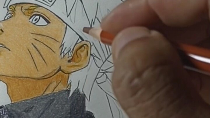 speed drawing poster Naruto 1/2 memakai pensil warna