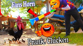 Try Not To laugh Funniest Video By Fans Horn Prank Chickens and Dogs Village | Fake Tiger Prank Dog