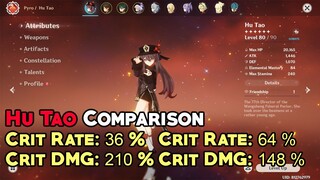 Hu Tao Comparison - Crit Rate Vs Crit DMG - Best BUILD ! Genshin Impact