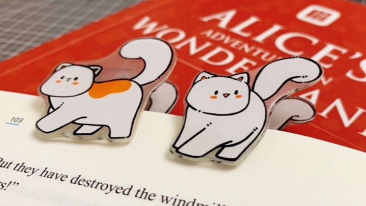 [DIY/Heat-shrink sheets] Making cat-shaped book clips