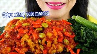 MAKAN SAMBEL MERCON CEKER  TANPA TULANG UDANG PETE,  SAYURAN REBUS | EATING SOUNDS