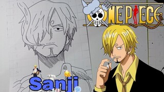 menggambar sanji dari anime one Piece