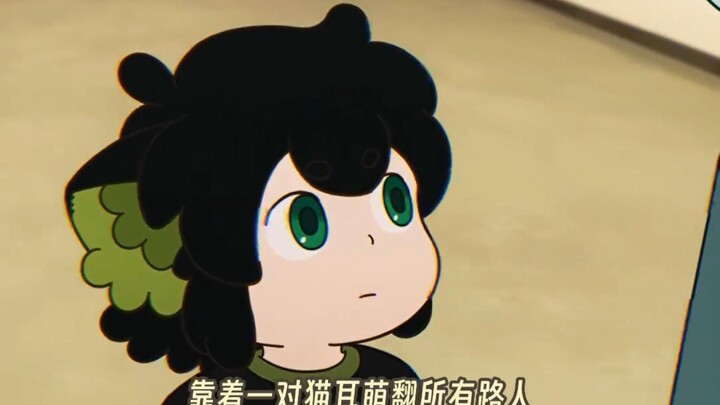 Little Black is just leaning there with a pair of cat ears, melting the hearts of everyone who passe
