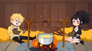 Episode 11, encountering a hungry wolf while surviving in the wilderness.