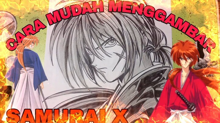 cara mudah menggambar anime samurai x