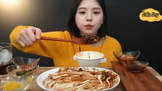 Mì tương đen khô thịt heo chua ngọt sủi cảo chiên 11 #amthuc