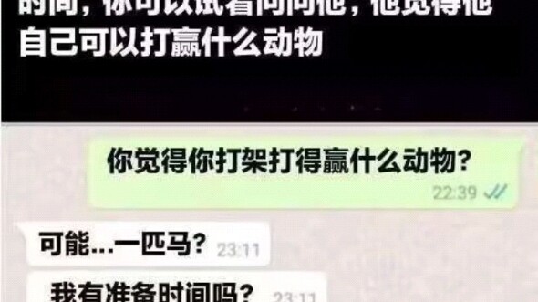 当你想要消磨男人的时间时，你可以问他，能打赢什么动物