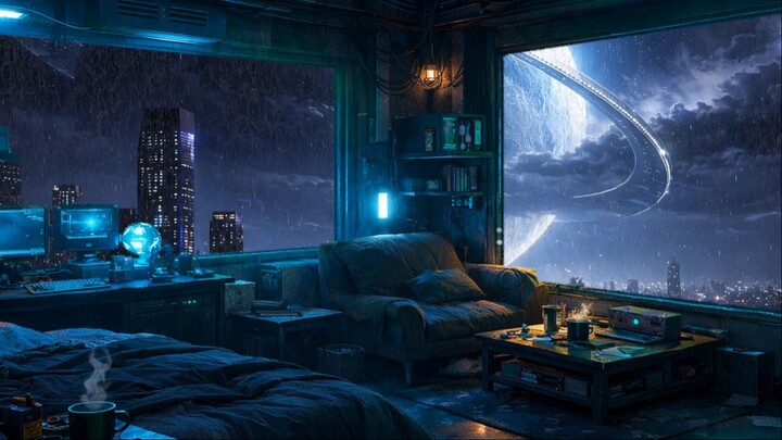 雨夜科幻房间｜Rainy Sci-Fi Room | Relaxing Study & Sleep Music