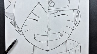 Easy anime sketch | how to draw Naruto and boruto easy step-by-step