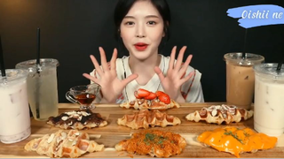 Croffle kem tươi, sữa chuối, latte dâu phần 1 #anngonmoingay