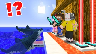 SAFEST SECURITY HOUSE vs ZOMBIE SHARK || Minecraft PE