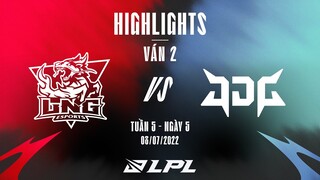 LNG vs JDG | Highlights - Game 2 | Tuần 5 Ngày 5 | LPL Mùa Hè 2022