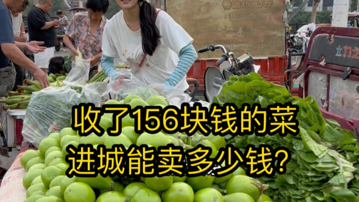 Thu được 156 nhân dân tệ rau từ trong thôn, vào thành phố bán được bao nhiêu tiền?