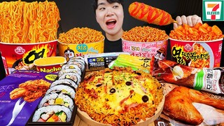 ASMR MUKBANG 편의점 핵불닭 미니!! 떡볶이 & 핫도그 & 김밥 FIRE Noodle & HOT DOG & GIMBAP EATING SOUND!