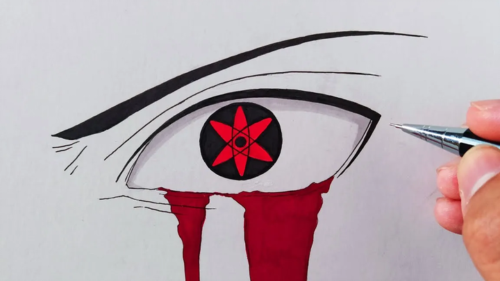 วิธีการวาด Mangekyou Sharingan ของ Sasuke - การสอนทีละขั้นตอน