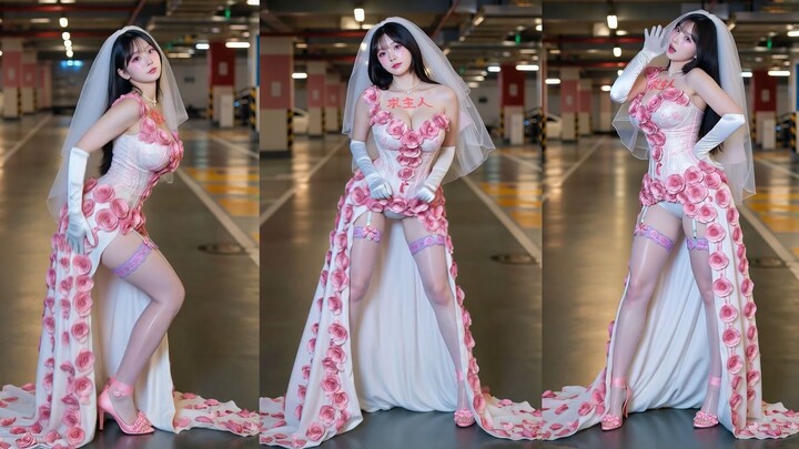 【Váy cưới hoa hồng】Tàu hỏa đung đưa ❤ Ngực viết gì vậy?