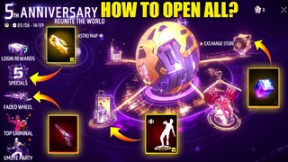 COMPLETE 5TH ANNIVERSARY EVENT| FREE FIRE 5TH ANNIVERSARY EVENT| FIFTH ANNIVERSARY DATE| FREE REWARD