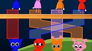 Baby Sprunki throws colored balls to choose mom
