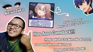 Info terbaru Maou gakuin no futekigousha season 2,bakal rilis 2 part dengan total 24 episode???