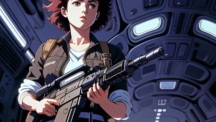 [AI Generated] จะเกิดอะไรขึ้นถ้า "Alien" ปี 1979 ถูกสร้างเป็นแอนิเมชั่นญี่ปุ่นยุค 1980?