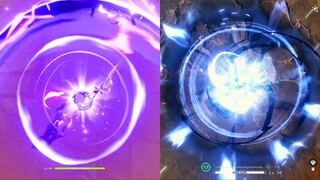 Slow Motion Keqing 5-Star "Electro" vs Yangyang 4-Star "Aero" Gameplay Comparison