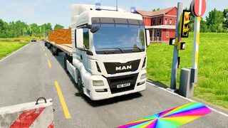 Flatbed Truck McQueen  Transportation with Truck - Pothole vs Car #39  BeamNG.Dr