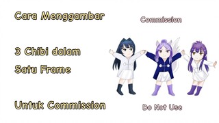 Cara menggambar tiga Chibi dalam satu frame di Ibis Paint