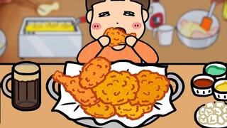 [Stop-motion animation] 🍗Immersive fried chicken dinner! A delicious meal for one person at 2 a.m. ~