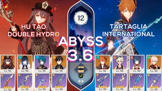 Spiral Abyss 3.6 C0 Hu Tao Double Hydro & C0 Tartaglia International Floor 12 9 stars Genshin Impact