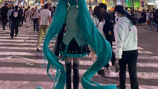 Saya menjadi bersemangat dan melihat Hatsune Miku di jalanan Shibuya.