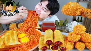 ASMR MUKBANG 불닭볶음면 & 뿌링클 핫도그 & 양념 치킨먹방! FIRE Noodle & FRIED CHICKEN & HOT DOG EATING SOUND!