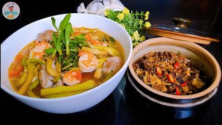 CANH NGÓ KHOAI NẤU TÔM | CÁ LÒNG TONG KHO TIÊU | Bữa cơm gia đình  đầm ấm | Bếp Của Vợ