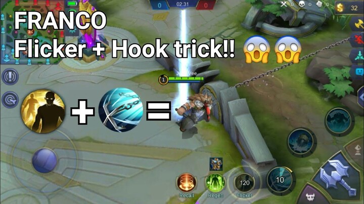 MOBILE LEGEND FRANCO HOOK PLUS FLICKER TRICK, LONGER HOOK!