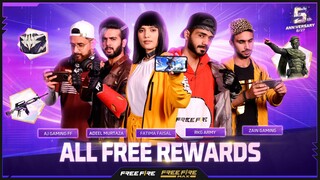 ALL FREE REWARDS | 5th Anniversary | @Fatima Faisal | @RKG ARMY | Garena Free Fire Pakistan