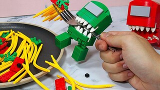 แอนิเมชั่น LEGO ท่ามกลางพวกเรา Lego Spaghetti Recipe \ Stop Motion Cooking & Lego ASMR