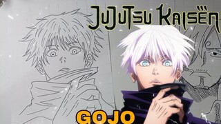 menggambar Gojo dari anime Jujutsu kaisen