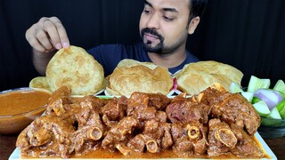 HUGE MUGHLAI MUTTON CURRY, SOFT LUCHI/ PURI, MUTTON GRAVY, SALAD, CHILI MUKBANG ASMR EATING SHOW ||