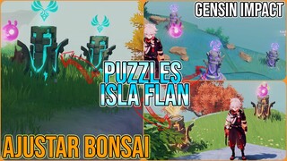 PUZZLES EN LA ISLA FLAN | rompecabezas de pilares elementales AJUSTAR BONSÁI - Genshin impact 2.8