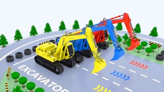 Video Excavator dan Bulldozer Game Mewarnai Video Excavator Menunjukkan Derek Besar Anak-anak Daquan