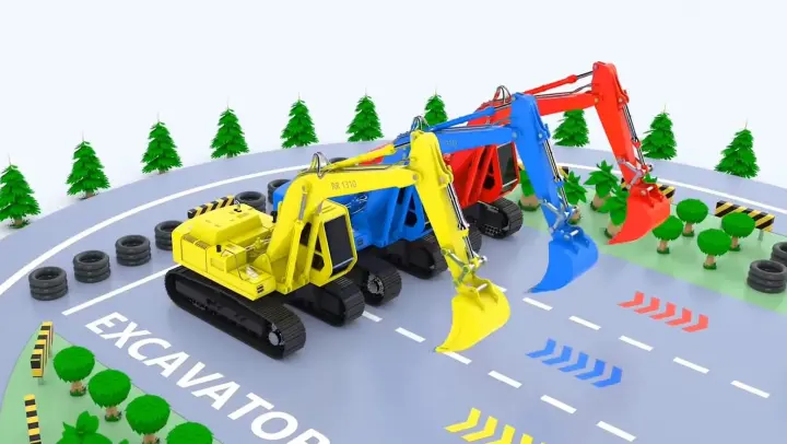 Excavator and Bulldozer Dyeing Game Video Excavator Video Show Daquan Children's Big Crane Excavator