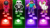 Squid Game vs Undertale Sans vs Minecraft vs Chicken Song | Tiles Hop EDM Rush