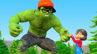 NickHulk vs Giant Zombie  Rescue Tani, Miss T - Scary Teacher 3D Superheroes Animation