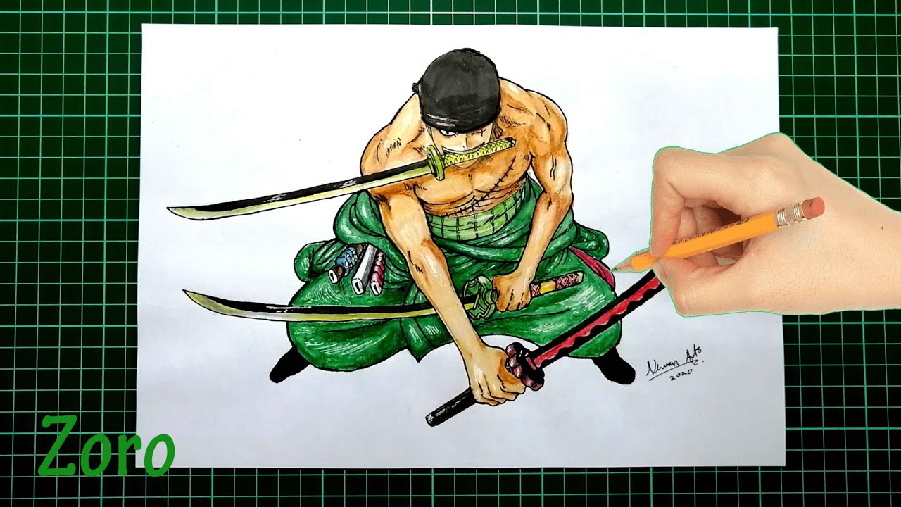 Zoro Original Illustration Anime Art Colored Pencil 
