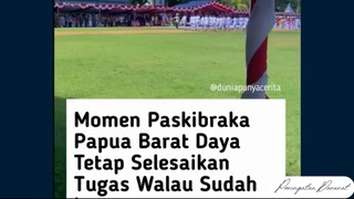Salah Satu Pasukan Paskibraka Papua Barat Daya Hampir Terjatuh Karena Kelelahan Usai Kibarkan Bender