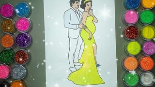 Công Chúa Bạch Tuyết Có Bầu Với Hoàng Tử 🎨 Vẽ Và Tô màu Tranh Cát Nhân Vật Hoạt Hình | Heo Xinh