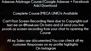 Adsense Arbitrage Course (Google Adsense  + Facebook Ads) Course Download