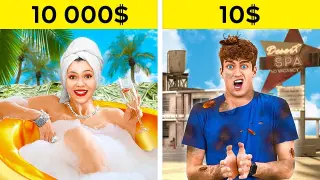 $10 VS $10,000 BUDGET CHALLENGE | Poor VS Mega Rich Student Life! Funny Moments by 123GO! CHALLENGE