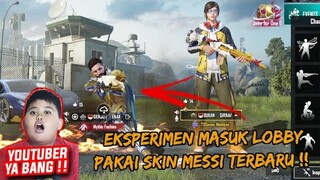 EKSPERIMEN PRANK MASUK LOBBY PAKAI SKIN SULTAN MESSI DAN EMOT SKIN AWM RAJA API !! - PUBG MOBILE